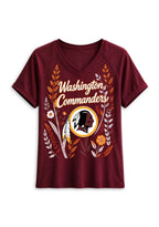 Women's Washington Commanders Wildflower Graphic V-Neck Raglan Rolled T-Shirt