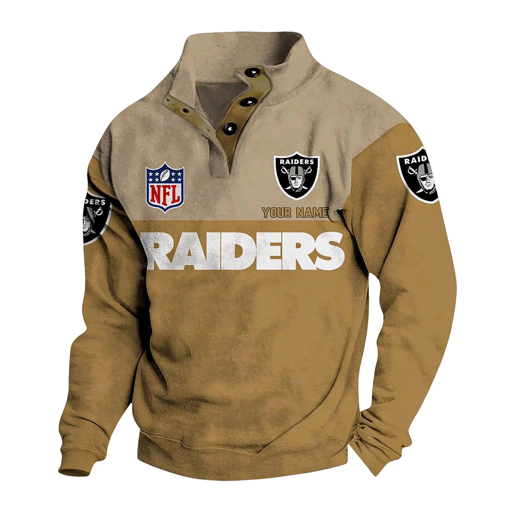 Men's Las Vegas Raiders Button Mock Neck Sweatshirt