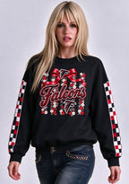 Women's Atlanta Falcons Floral Bow Crewneck Sweatshirt
