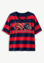 Women's Peace Love Houston Texans Football Striped V Neck T-Shirt