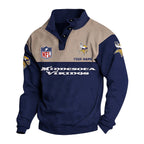 Men's Minnesota Vikings Button Mock Neck Sweatshirt