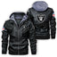 Las Vegas Raiders Logo PU Faux Leather Hooded Jacket