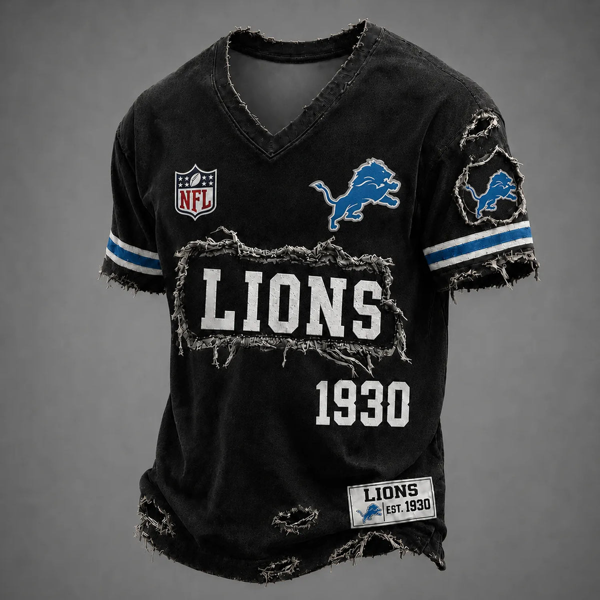 DET x NFL LUXURY V-Neck T-Shirt 3005 DatND DVT