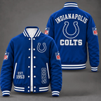 Unisex Indianapolis Colts Logo Printed Varsity Jacket