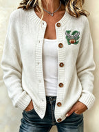 Women'S Football Printed Knitted Cardigan