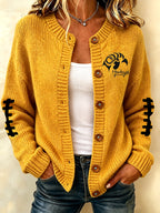 Women'S Football Printed Knitted Cardigan