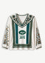 New York Jets Floral Printed V-Neck Long Sleeve Shirt