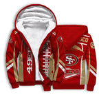 San Francisco 49ers Fleece Lined Zip Up Football Fan Hooded Jacket