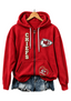 Kansas City Chiefs Women Heart Football Graphic Zip Up Hoodie