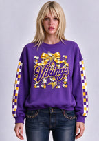 Women's Minnesota Vikings Floral Bow Crewneck Sweatshirt