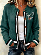 Women'S Casual Football Print Knitted Cardigan Top