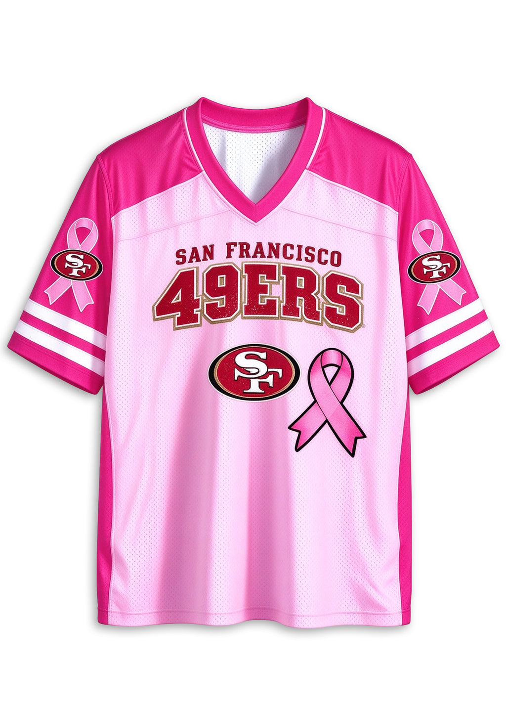 Women San Francisco 49ers Breast Cancer Awareness Pink Ribbon Mesh Jersey