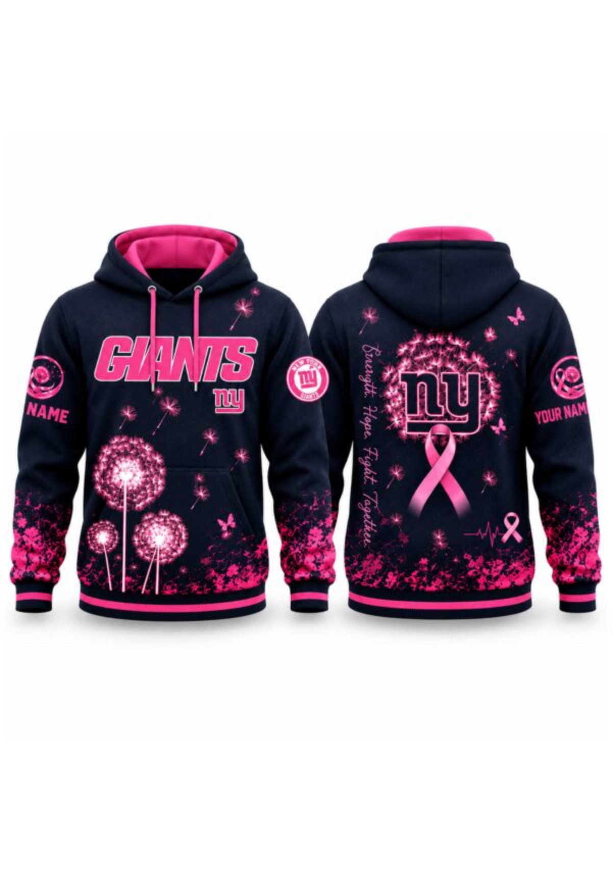 New York Giants Breast Cancer Awareness Dandelion Hoodie