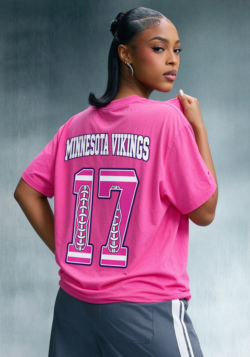 Minnesota Vikings Pink Out Tackle Breast Cancer Awareness V-Neck T-Shirt