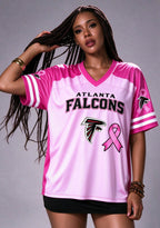 Women Atlanta Falcons Breast Cancer Awareness Pink Ribbon Mesh Jersey