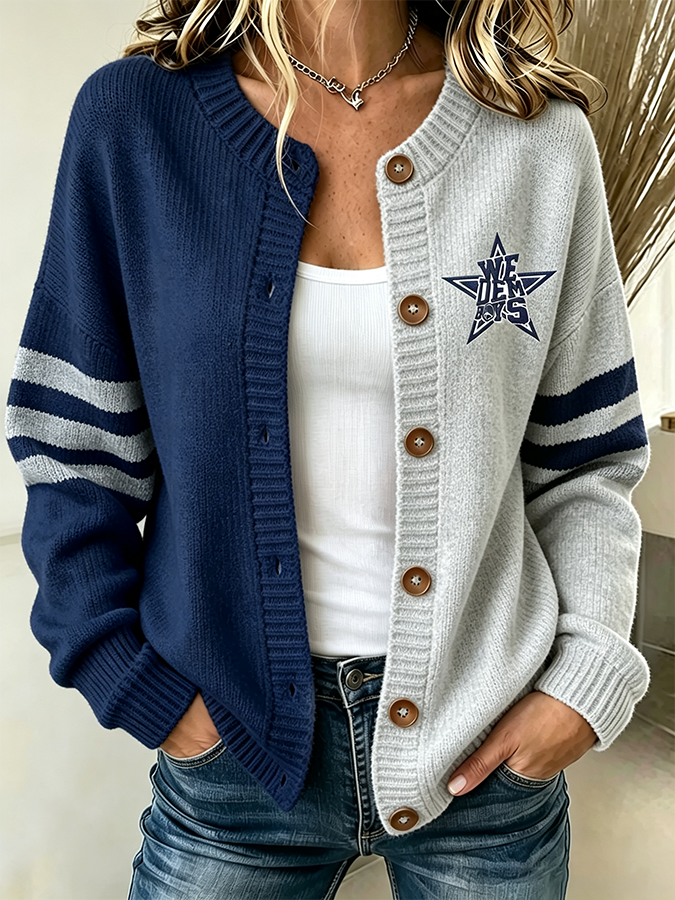 Women'S Casual Football Plant Knitted Cardigan Top