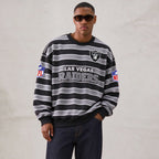 Men's Las Vegas Raiders Striped NFL Crew Neck Sweatshirt