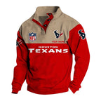 Men's Houston Texans Button Mock Neck Sweatshirt