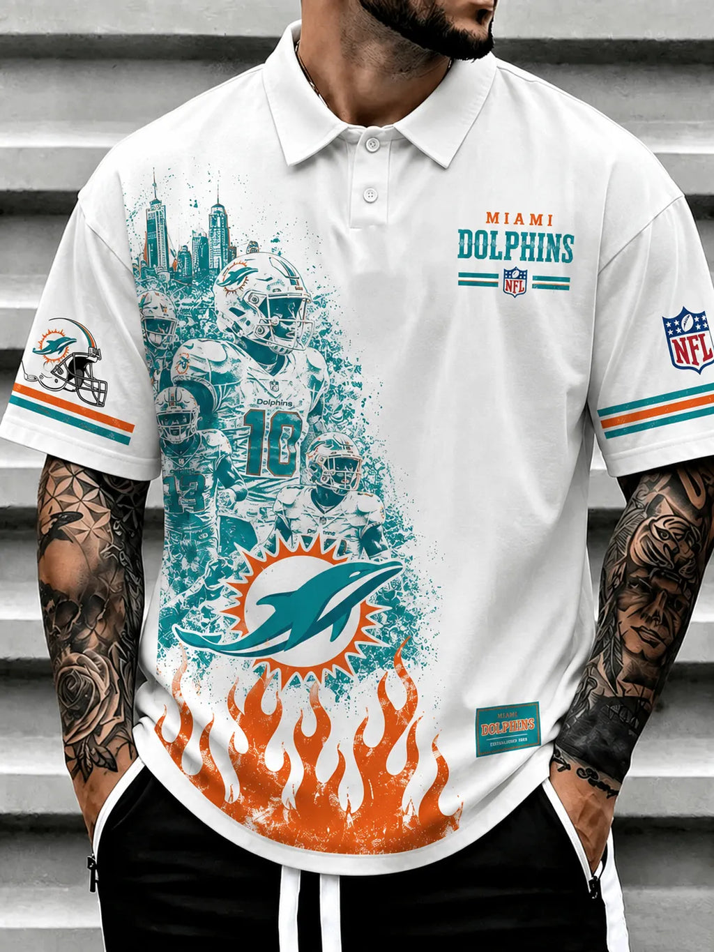 Miami Dolphins Men's Printed Polo Shirt