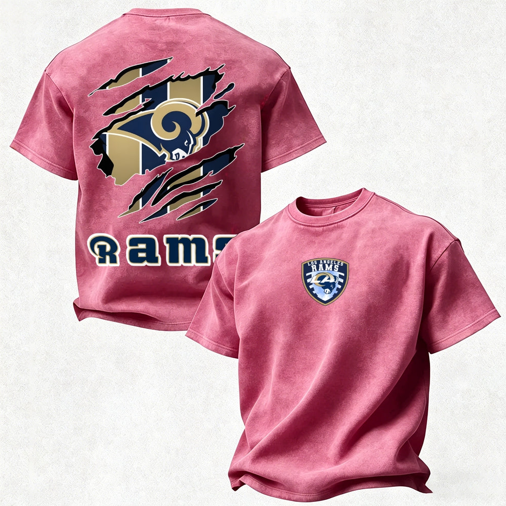 Los Angeles Rams Printed Unisex 100% Pure Cotton Washed T-Shirt