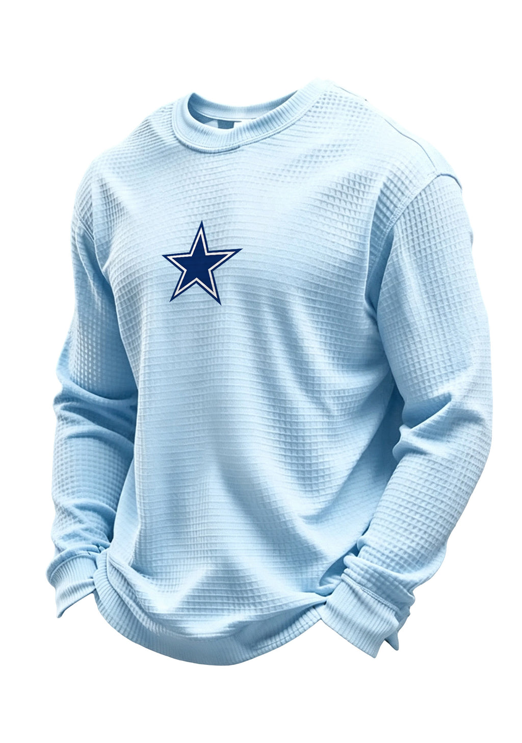 Dallas Cowboys Helmet Star Logo Waffle Knit Crewneck Sweatshirt