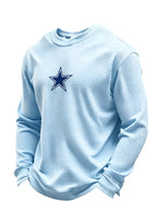 Dallas Cowboys Helmet Star Logo Waffle Knit Crewneck Sweatshirt