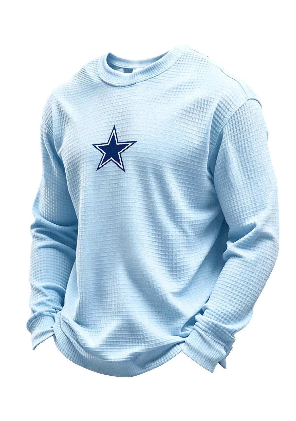 Dallas Cowboys Helmet Star Logo Waffle Knit Crewneck Sweatshirt