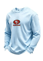 San Francisco 49ers Helmet Logo Waffle Knit Crewneck Sweatshirt