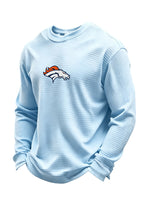 Denver Broncos Horse Helmet Waffle Knit Crewneck Sweatshirt