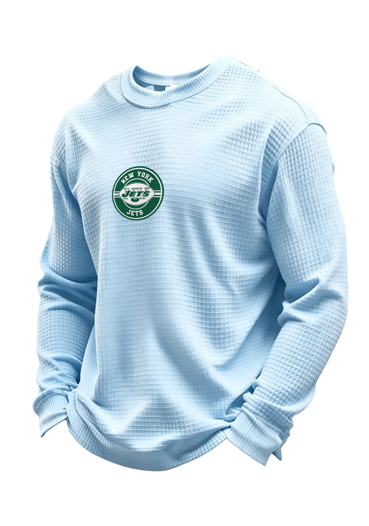 New York Jets Circular Logo Waffle Knit Crewneck Sweatshirt