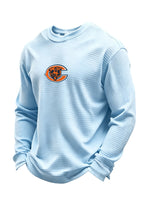 Chicago Bears Helmet Bear Logo Waffle Knit Crewneck Sweatshirt