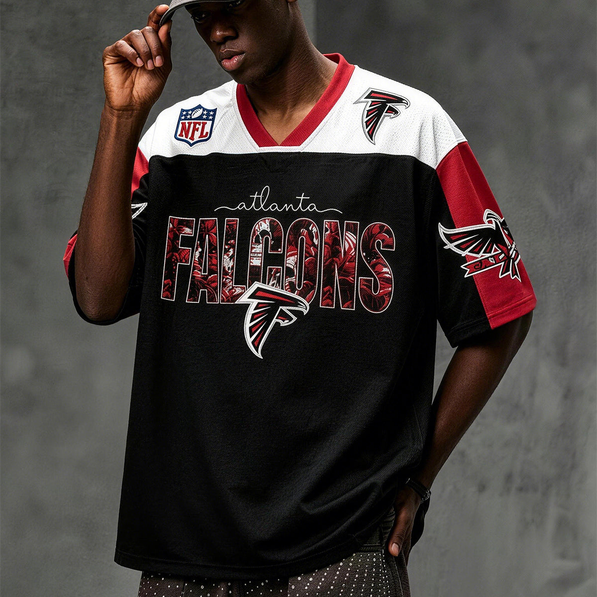 Atlanta Falcons Floral Skull Graphic Jersey Shirts Main image