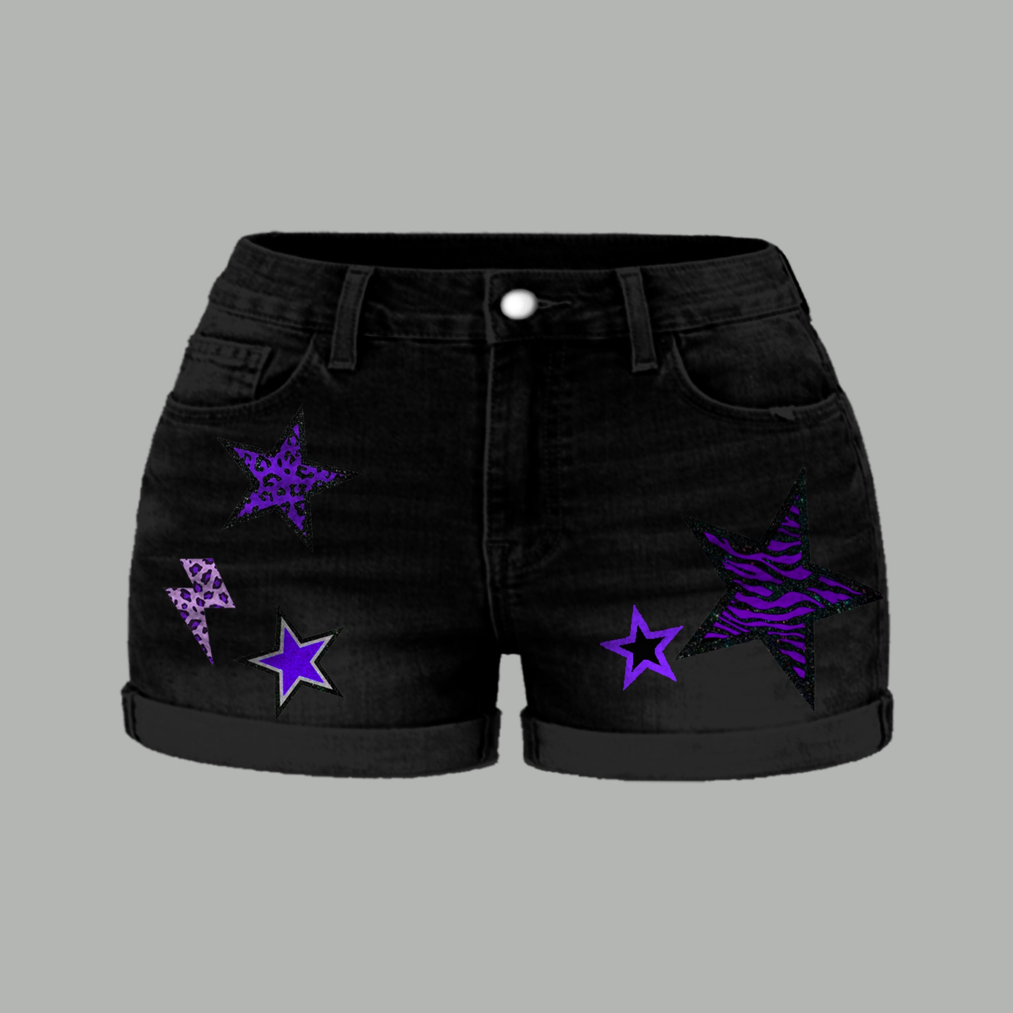 Baltimore Ravens X Pokémon Bodysuit  & Stretch Black Denim Shorts Two-Piece Set