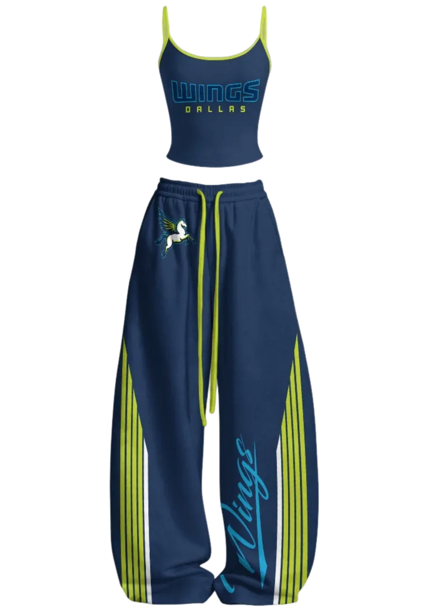 Dallas Wings WNBA Blue Tops & Elasticated Trousers Two-Piece Set