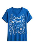 Women's Detroit Lions Wildflower Graphic V-Neck Raglan Rolled T-Shirt