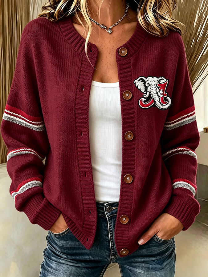 Women'S Casual Football Plant Knitted Cardigan Top Secondary image