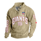 New York Giants Custom Button Mock Neck Sweatshirt