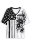 Women's Las Vegas Raiders American Flag Floral V-Neck T-Shirt