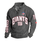 New York Giants Custom Button Mock Neck Sweatshirt