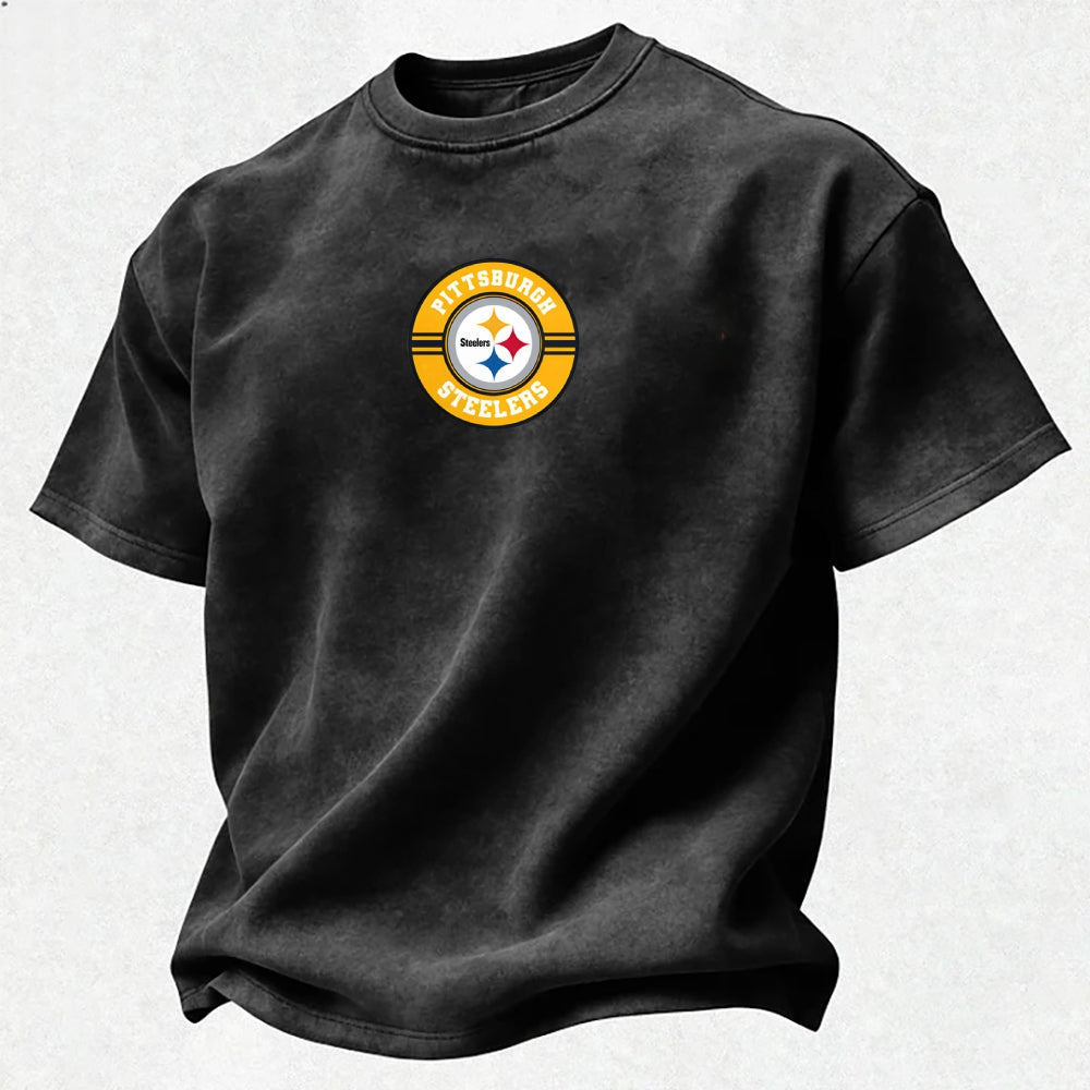 Pittsburgh Steelers Printed Unisex 100% Pure Cotton Washed T-Shirt