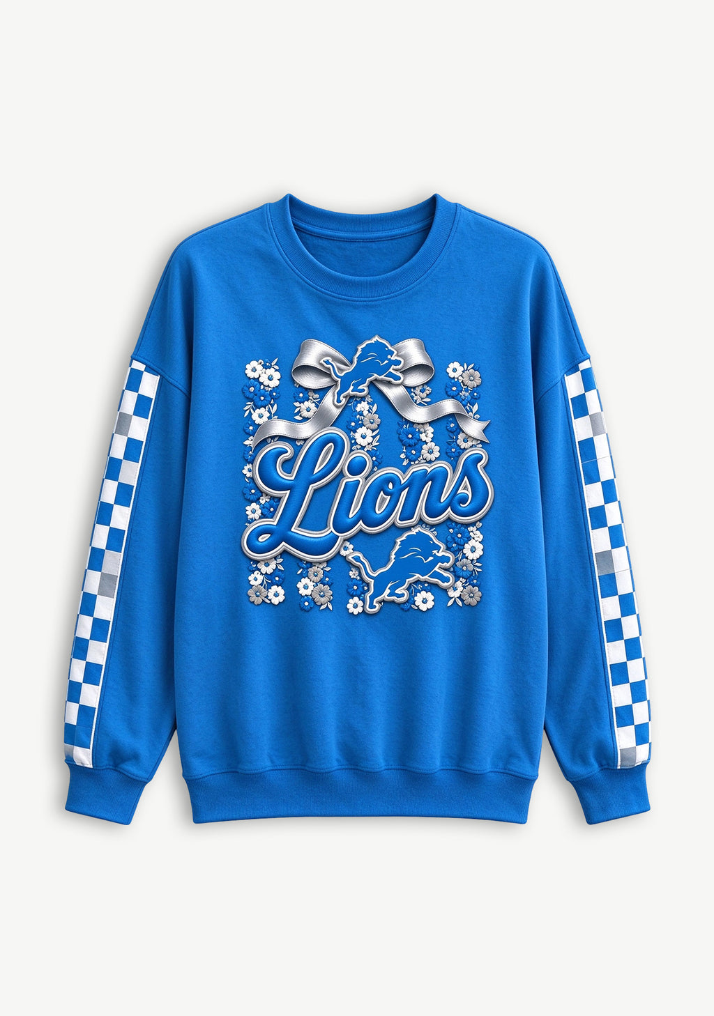Women's Detroit Lions Floral Bow Crewneck Sweatshirt