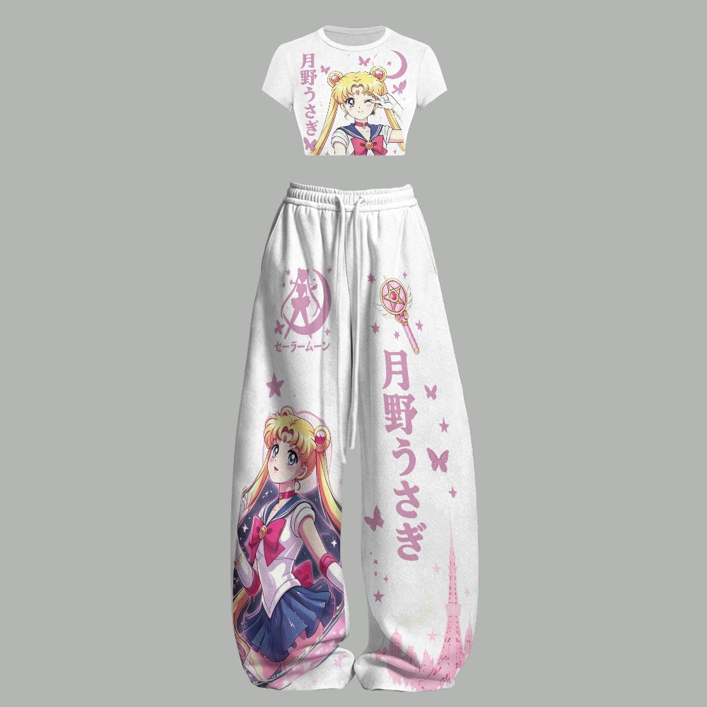 Animescollection Sailor Moon Women T-Shirt  & Elasticated Trousers Two-Piece Set