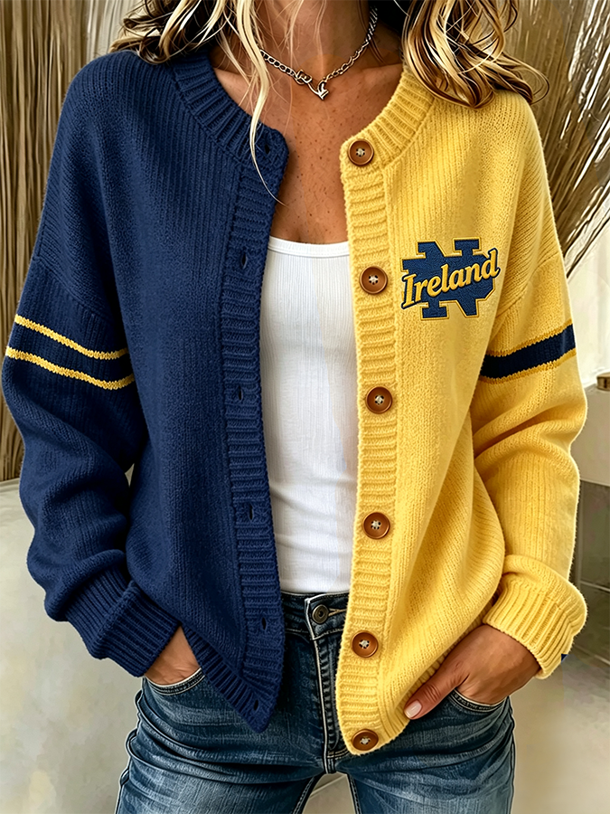 Women'S Casual Football Plant Knitted Cardigan Top Main image