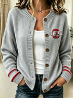 Women'S Casual Football Plant Knitted Cardigan Top
