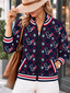 Women's Houston Texans Argyle Print Zip Up Varsity Jacket