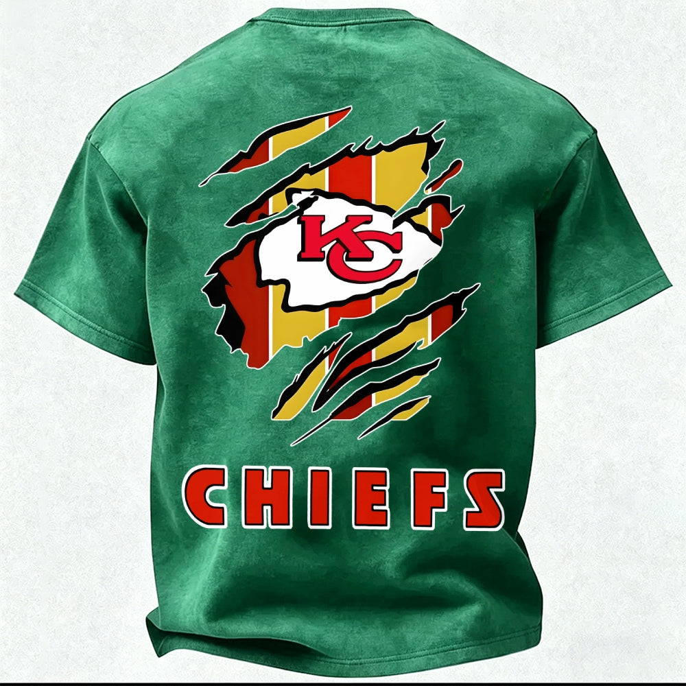 Kansas City Chiefs Printed Unisex 100% Pure Cotton Washed T-Shirt