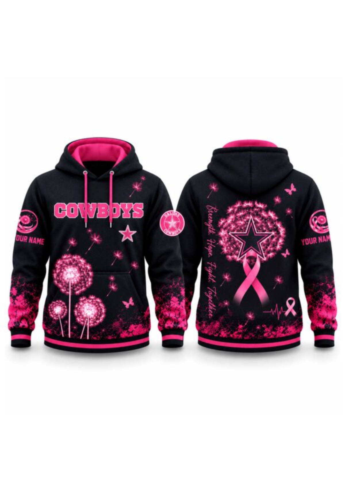 Dallas Cowboys Breast Cancer Awareness Dandelion Hoodie