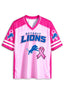 Women Detroit Lions Breast Cancer Awareness Pink Ribbon Mesh Jersey