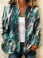 Women'S Casual Football Print Knitted Cardigan Top