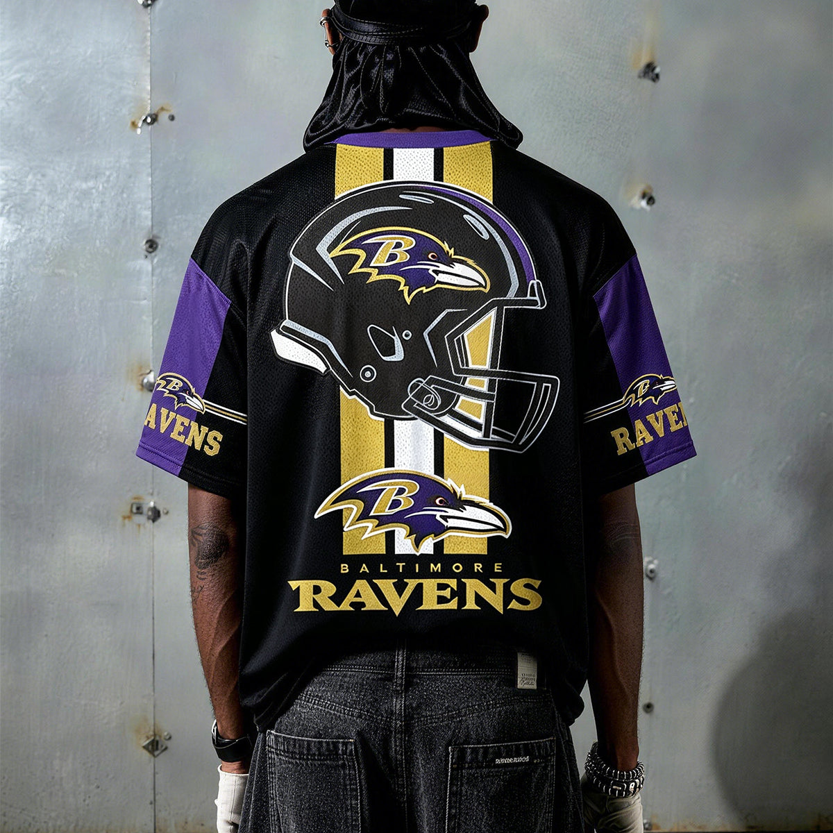 Baltimore Ravens Vintage Lettering Mascot Graphic Jersey Shirts Main image